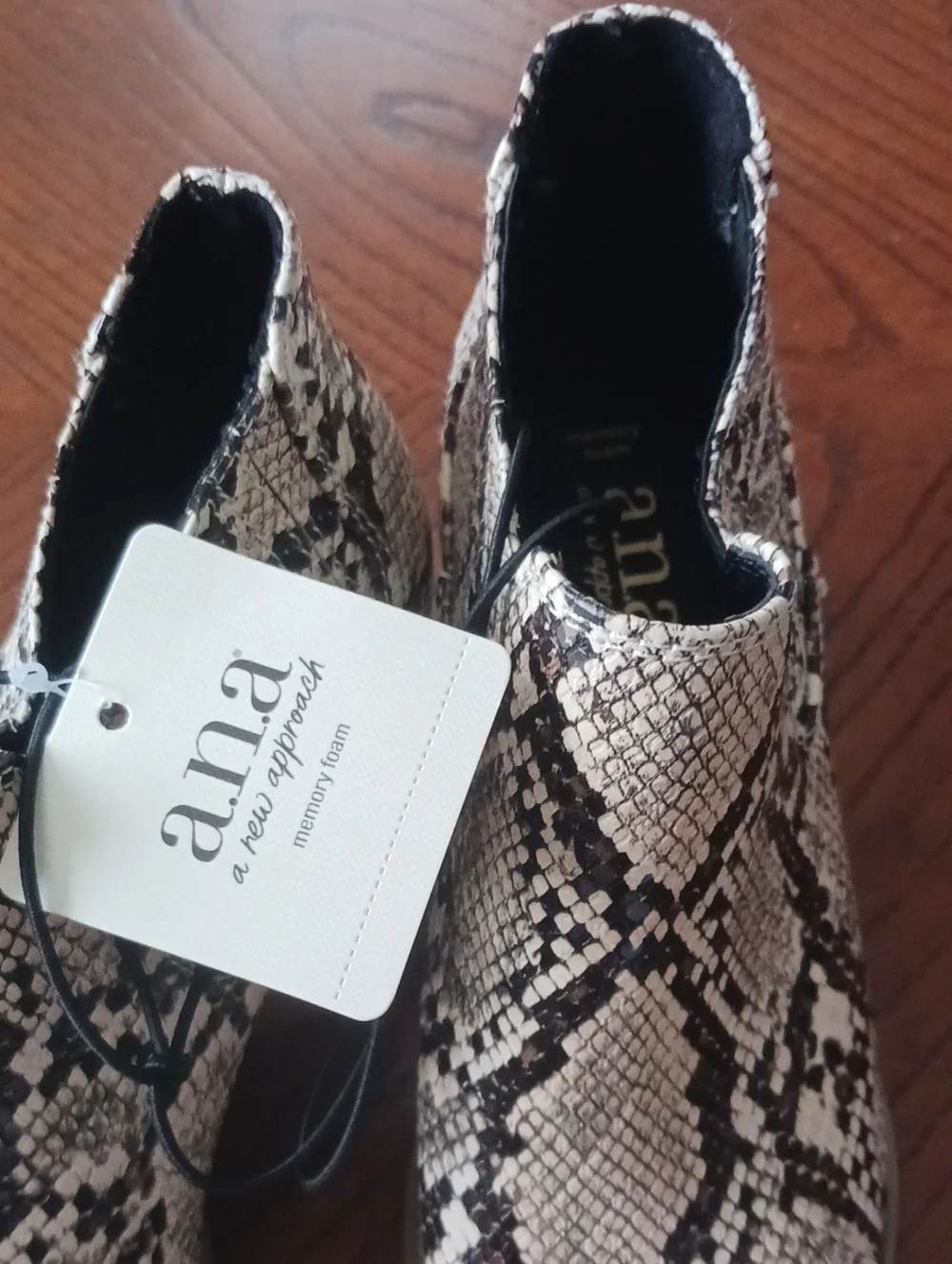 a.n.a Snake-Print Chelsea Ankle Boots in Black & Cream
